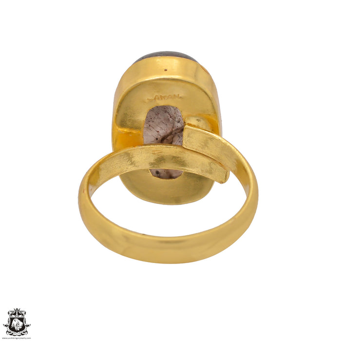 Size 7.5 - Size 9 Ring Super 7 Cacoxenite 24K Gold Plated Ring GPR1513