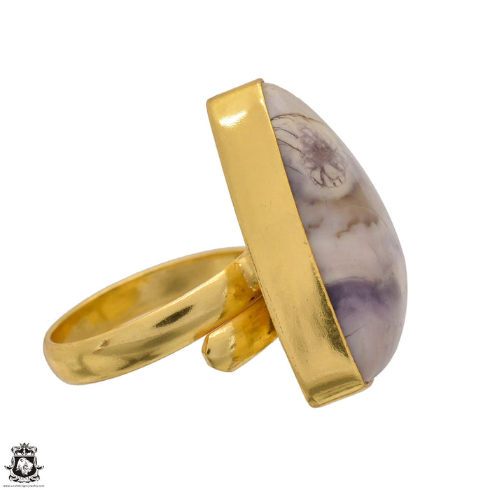 Size 8.5 - Size 10 Ring Tiffany Jasper Bertrandite 24K Gold Plated Ring GPR1573