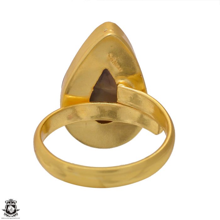 Size 10.5 - Size 12 Ring Tiffany Jasper Bertrandite 24K Gold Plated Ring GPR1574