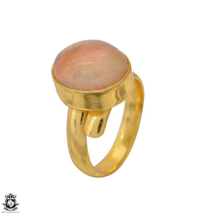 Size 6.5 - Size 8 Ring Ethiopian Opal 24K Gold Plated Ring GPR1586