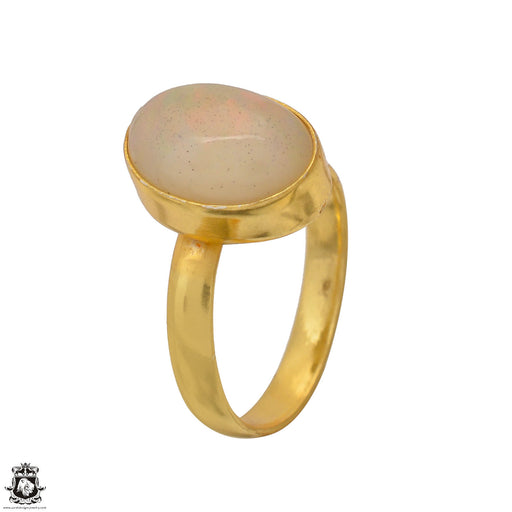 Size 9.5 - Size 11 Ring Ethiopian Opal 24K Gold Plated Ring GPR1592