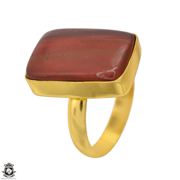 Size 9.5 - Size 11 Ring Iron Tiger's Eye 24K Gold Plated Ring GPR1682