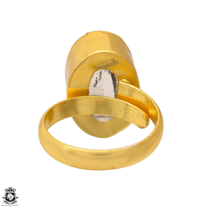 Size 8.5 - Size 10 Ring Tourmalated Quartz 24K Gold Plated Ring GPR1691