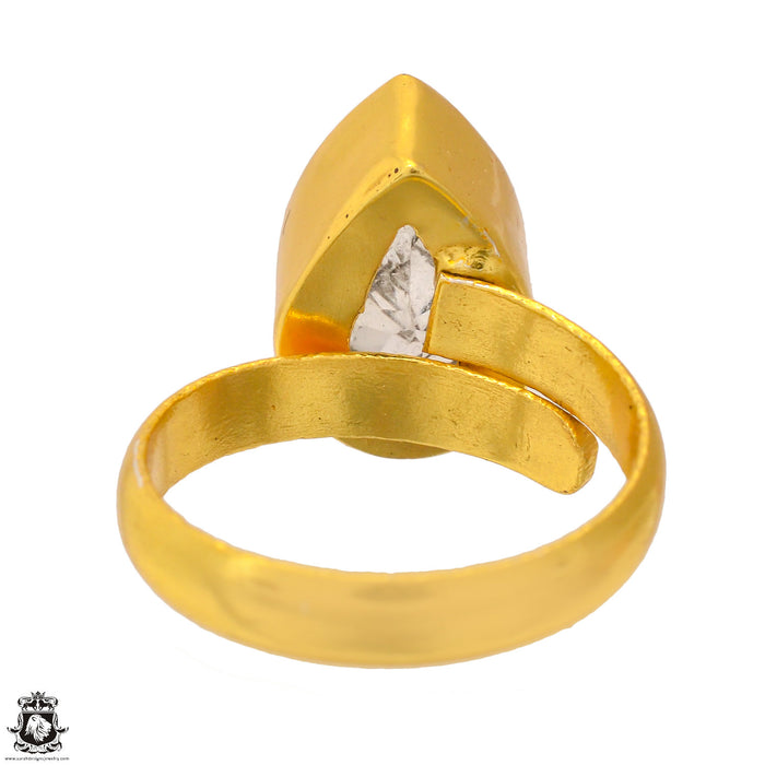 Size 8.5 - Size 10 Ring Tourmalated Quartz 24K Gold Plated Ring GPR1692