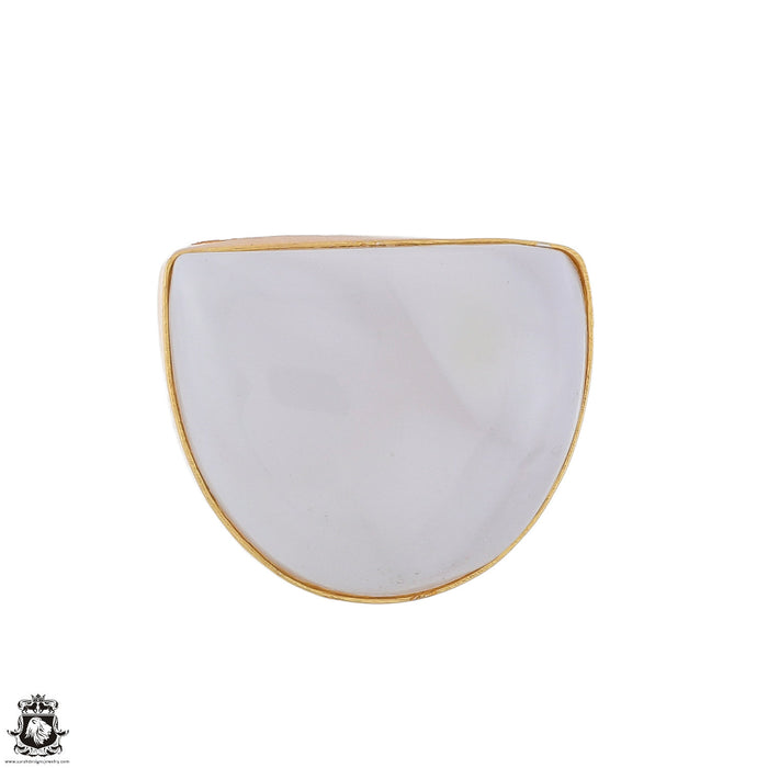 Size 9.5 - Size 11 Ring Selenite 24K Gold Plated Ring GPR1742