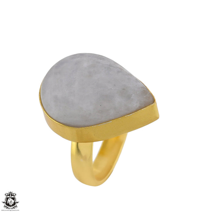 Size 6.5 - Size 8 Ring Moonstone 24K Gold Plated Ring GPR1756