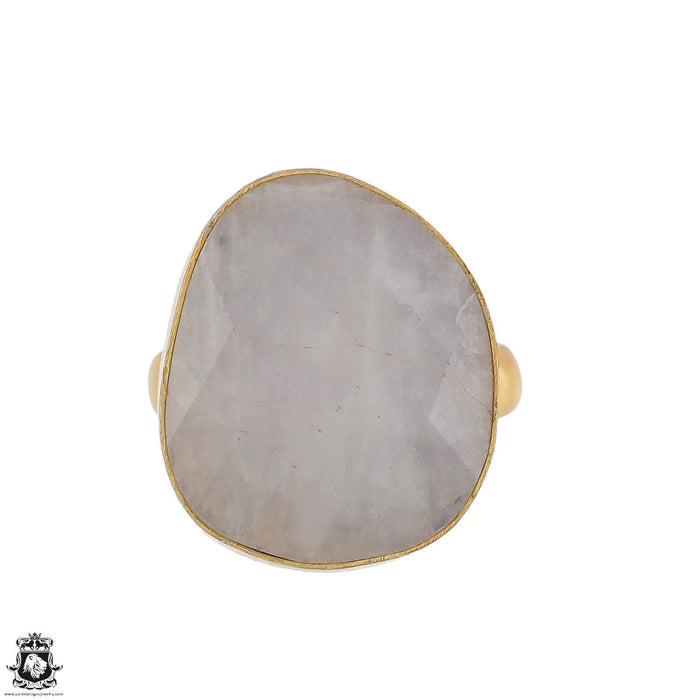 Size 8.5 - Size 10 Ring Moonstone 24K Gold Plated Ring GPR1765