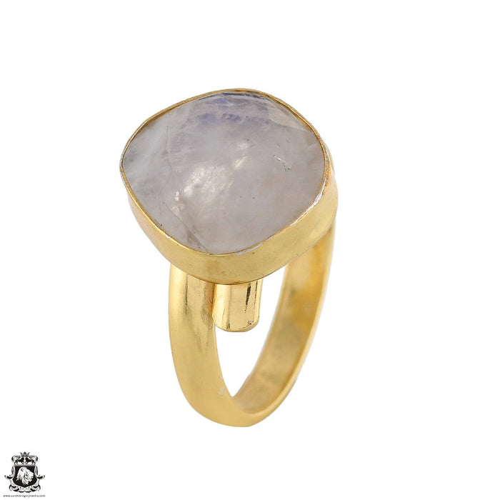 Size 10.5 - Size 12 Ring Moonstone 24K Gold Plated Ring GPR1768