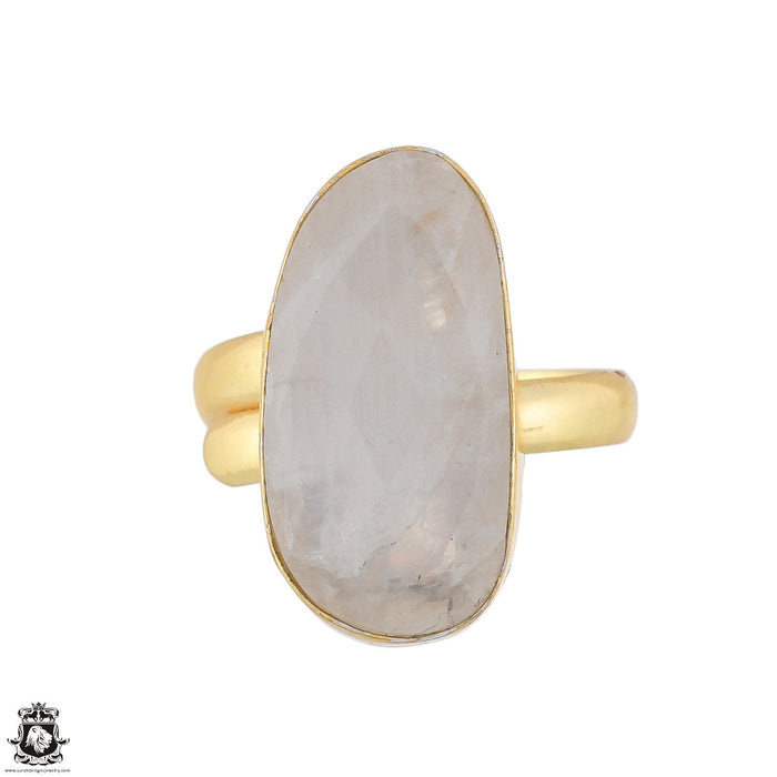 Size 10.5 - Size 12 Ring Moonstone 24K Gold Plated Ring GPR1769