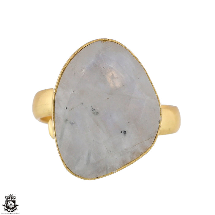 Size 6.5 - Size 8 Adjustable Moonstone 24K Gold Plated Ring GPR1771