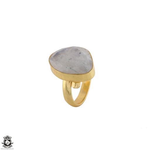 Size 6.5 - Size 8 Adjustable Moonstone 24K Gold Plated Ring GPR1771