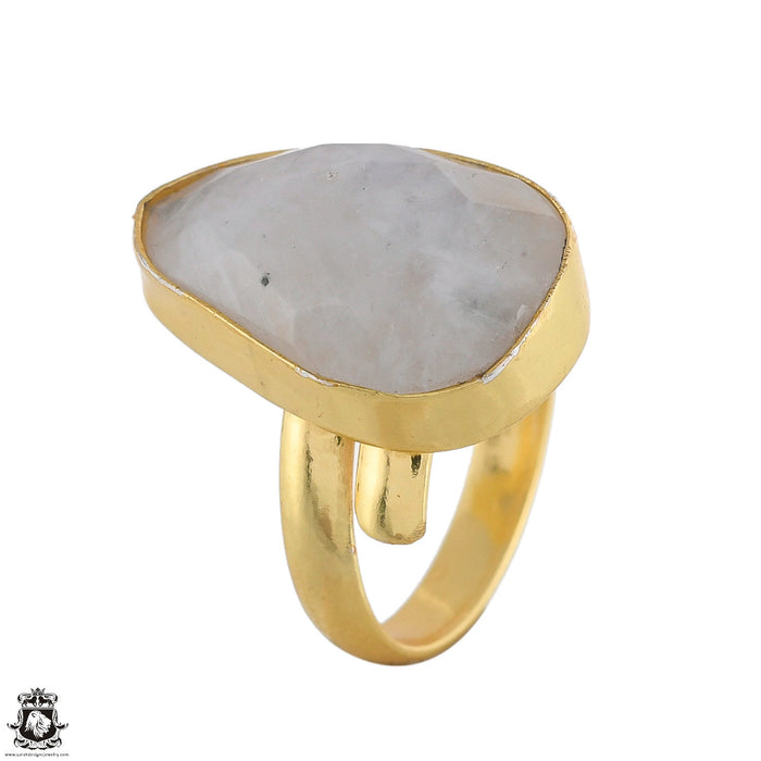 Size 7.5 - Size 9 Ring Moonstone 24K Gold Plated Ring GPR1775