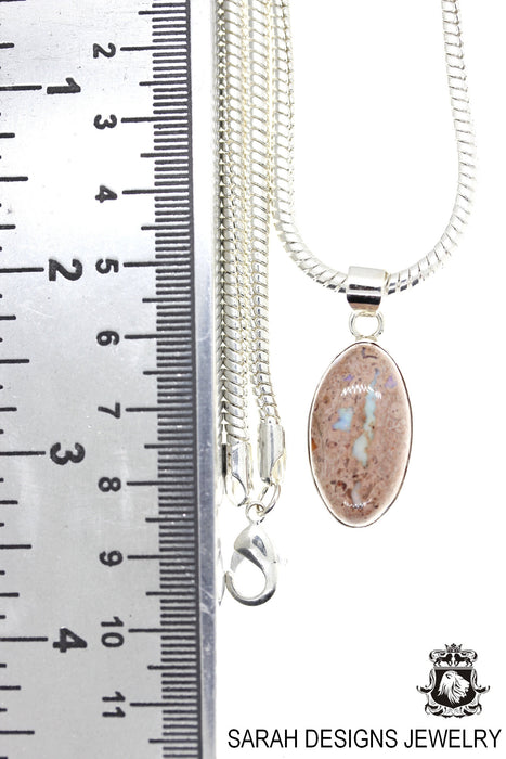 Fire Opal 925 Sterling Silver Pendant & Chain O16