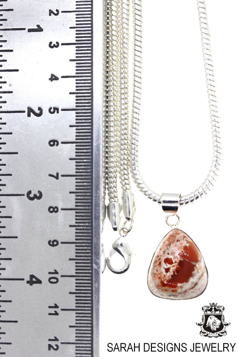 Fire Opal 925 Sterling Silver Pendant & Chain O30