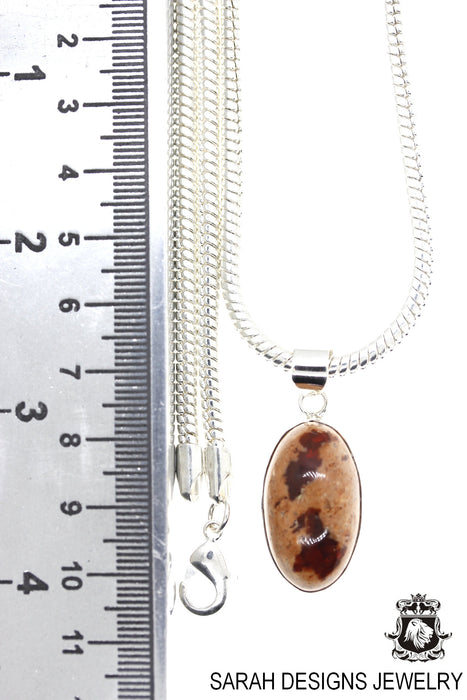 Fire Opal 925 Sterling Silver Pendant & Chain O31