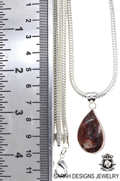 Fire Opal 925 Sterling Silver Pendant & Chain O36