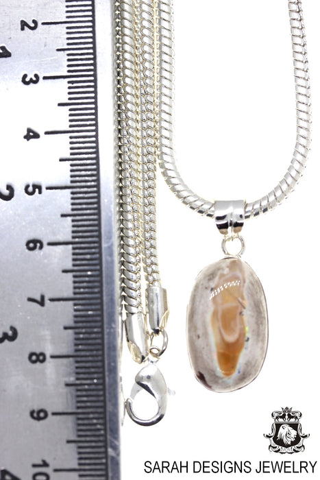 Fire Opal 925 Sterling Silver Pendant & Chain O63