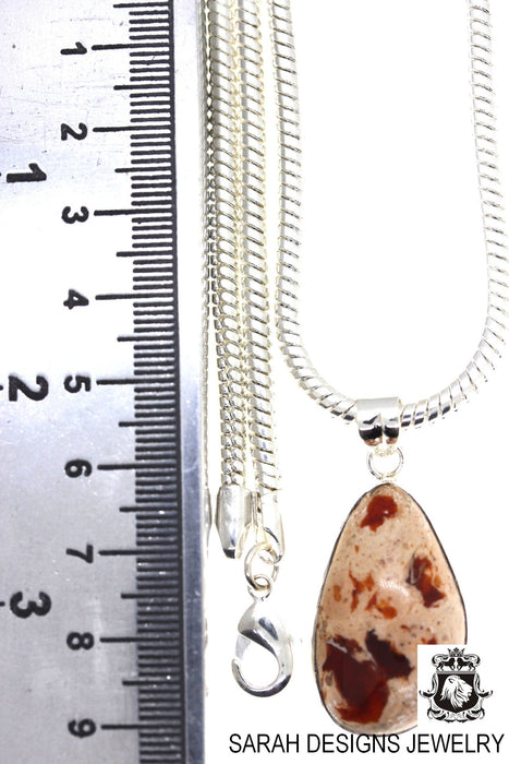 Fire Opal 925 Sterling Silver Pendant & Chain O75