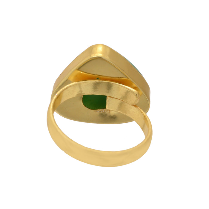 Size 9.5 - Size 11 Ring Boulder Chrysoprase 24K Gold Plated Ring GPR1138