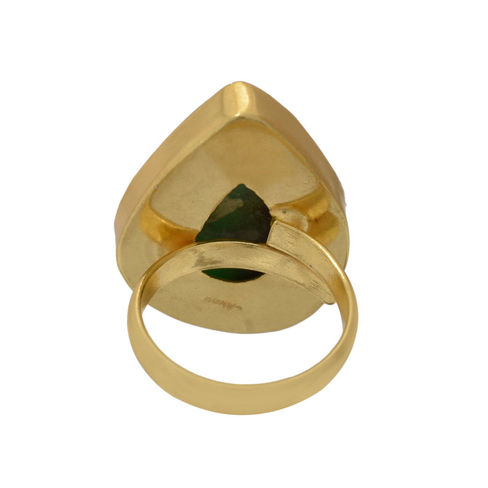Size 7.5 - Size 9 Ring Boulder Chrysoprase 24K Gold Plated Ring GPR1143