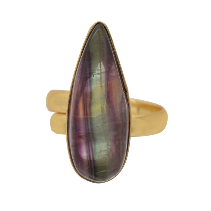Size 7.5 - Size 9 Ring Fluorite 24K Gold Plated Ring GPR1164