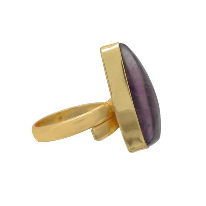 Size 7.5 - Size 9 Ring Fluorite 24K Gold Plated Ring GPR1164