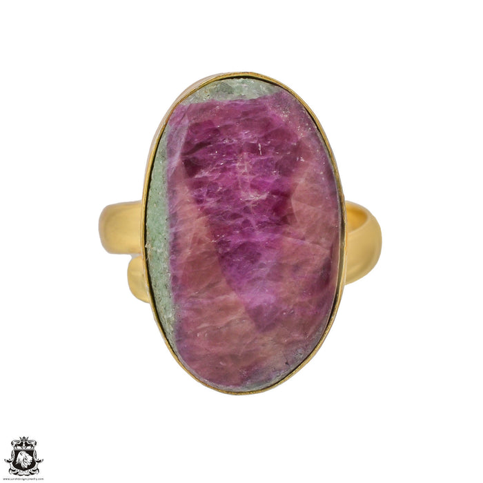 Size 9.5 - Size 11 Ring Ruby Zoisite 24K Gold Plated Ring GPR1209