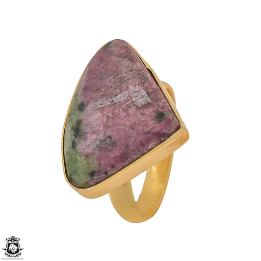 Size 8.5 - Size 10 Ring Ruby Zoisite 24K Gold Plated Ring GPR1215