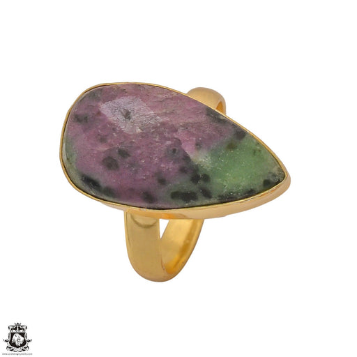 Size 8.5 - Size 10 Ring Ruby Zoisite 24K Gold Plated Ring GPR1216