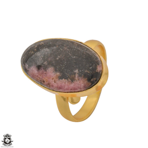 Size 10.5 - Size 12 Ring Rhodonite 24K Gold Plated Ring GPR1245