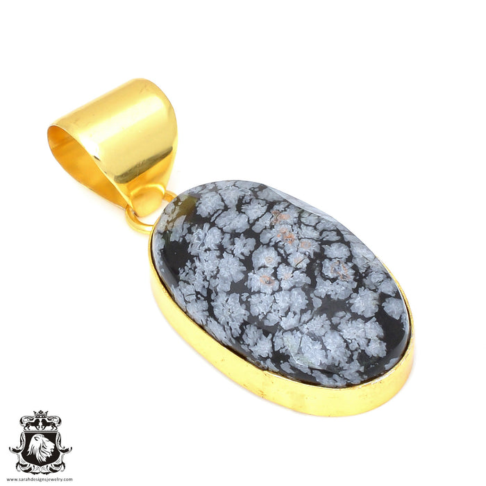 Snowflake Obsidian 24K Gold Plated Pendant  GPH78