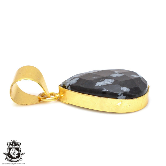 Snowflake Obsidian 24K Gold Plated Pendant  GPH79