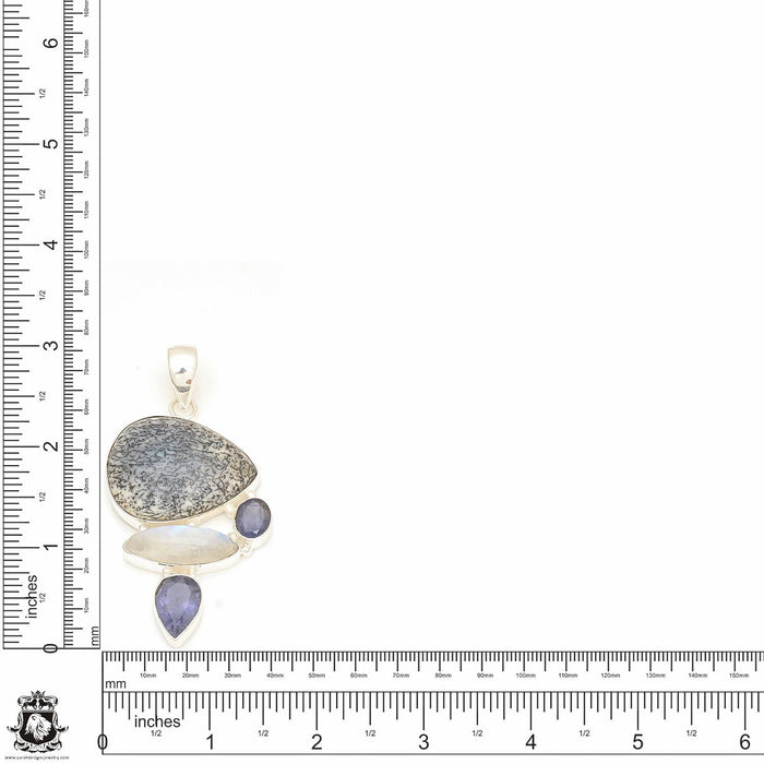 Dendrtic Agate Merlinite Pendant & Chain P7636