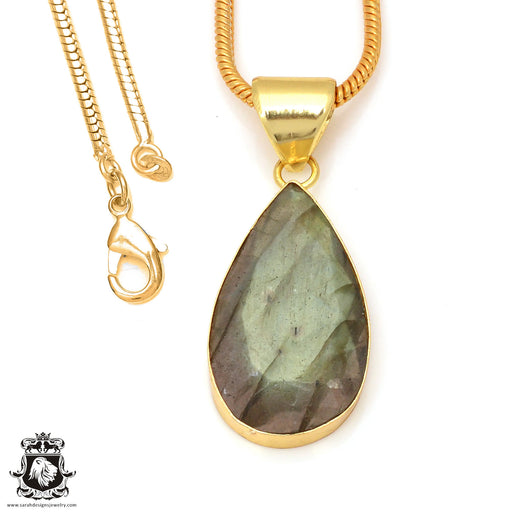 Faceted Labradorite 24K Gold Plated Pendant  GPH108
