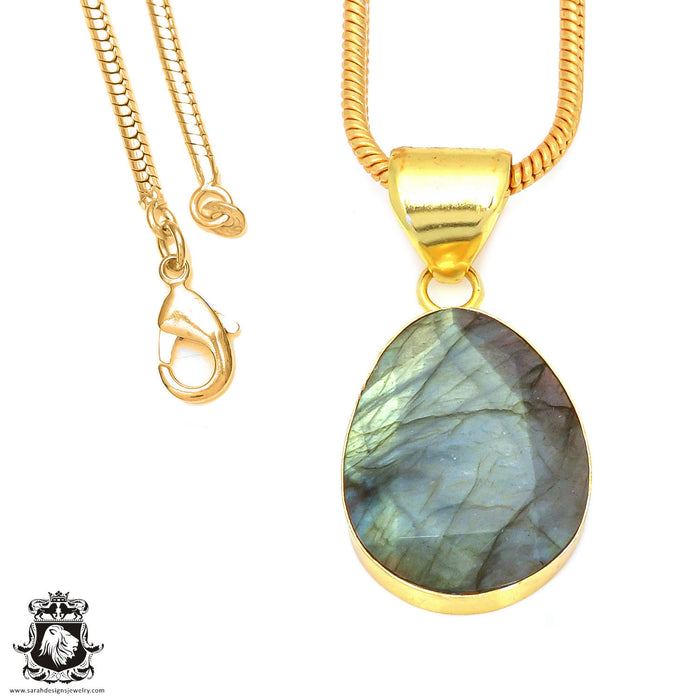 Faceted Labradorite 24K Gold Plated Pendant  GPH122