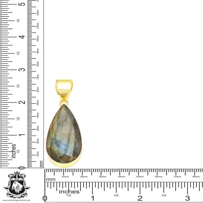 Faceted Labradorite 24K Gold Plated Pendant  GPH124