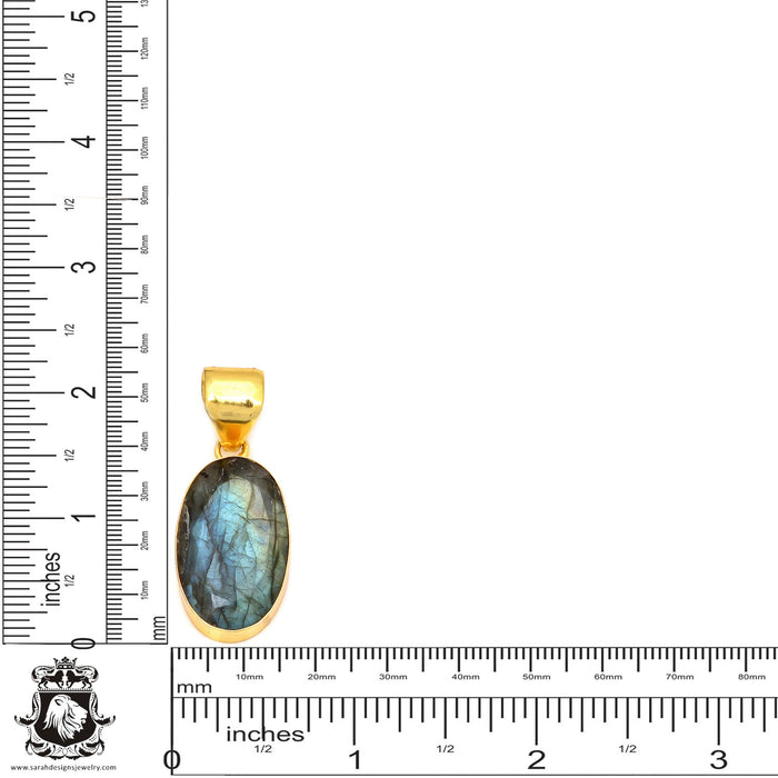 Faceted Labradorite 24K Gold Plated Pendant  GPH125