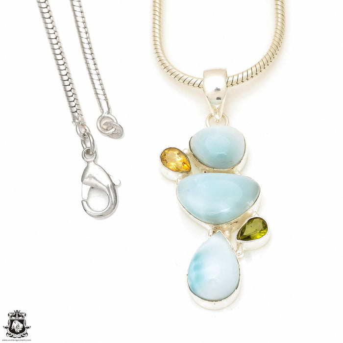 Larimar Pendant & Chain P7688