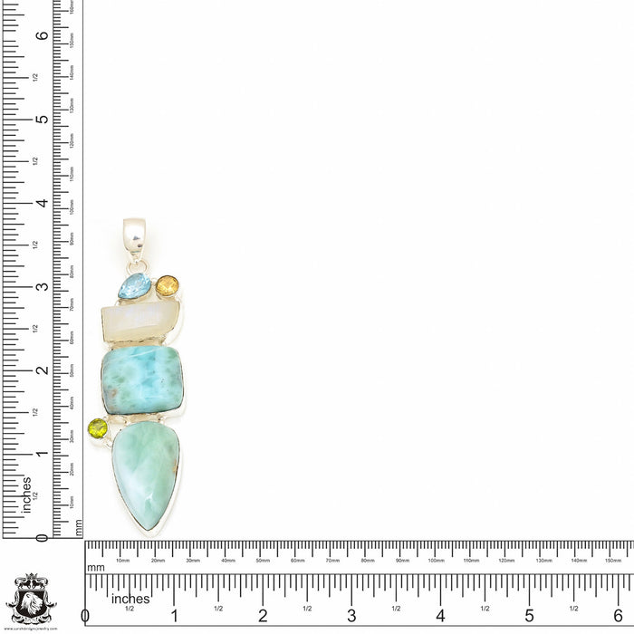 Larimar Moonstone Pendant & Chain P7690