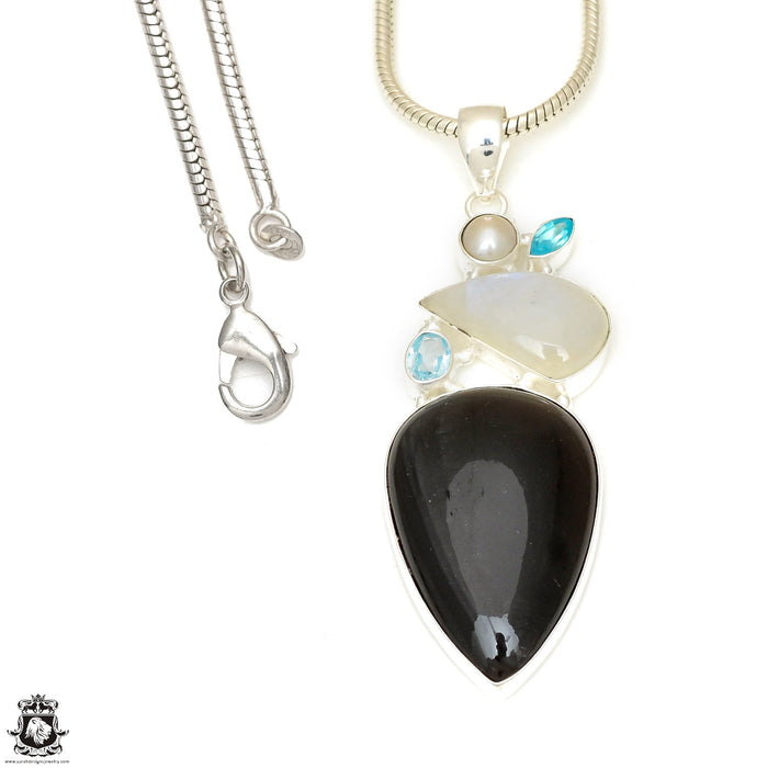 Moonstone Onyx Pendant & Chain P7750