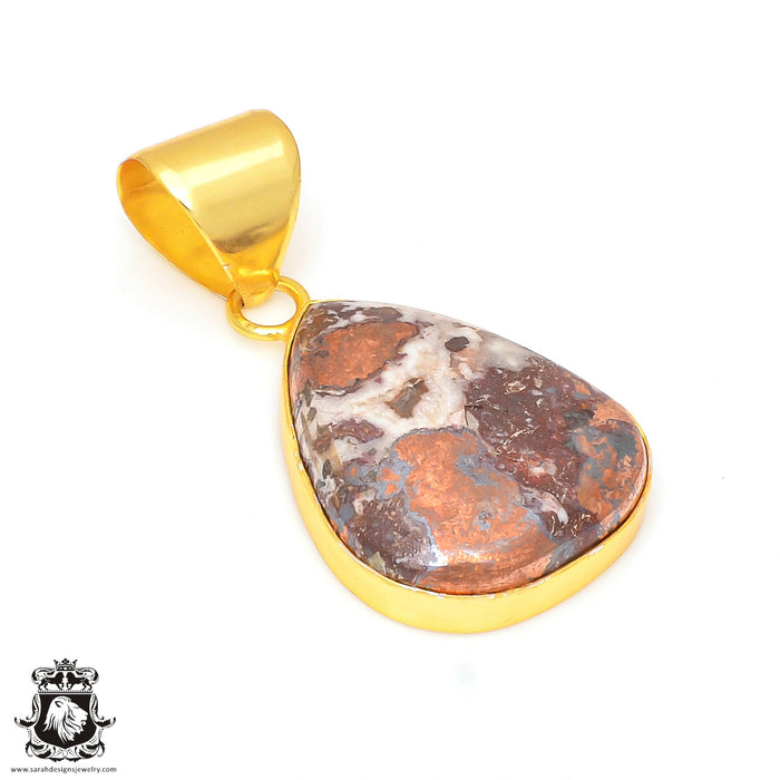 Pyritized Crazy lace Agate 24K Gold Plated Pendant  GPH180