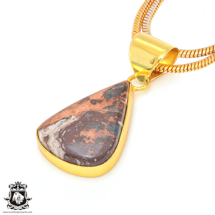 Pyritized Crazy lace Agate 24K Gold Plated Pendant  GPH183