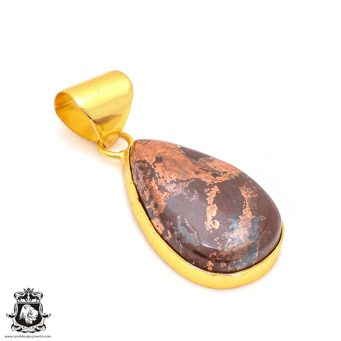 Pyritized Crazy lace Agate 24K Gold Plated Pendant  GPH186