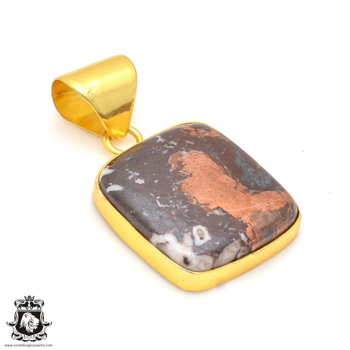 Pyritized Crazy lace Agate 24K Gold Plated Pendant  GPH192