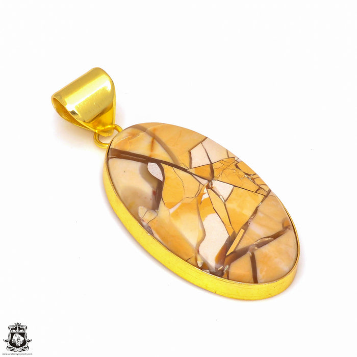 Brecciated Mookaite 24K Gold Plated Pendant 3mm Snake Chain GPH297