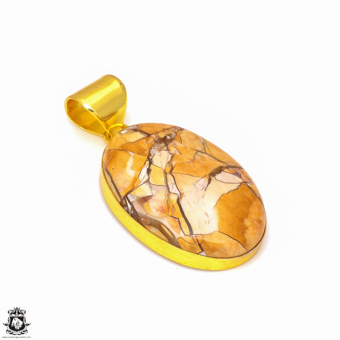 Brecciated Mookaite 24K Gold Plated Pendant 3mm Snake Chain GPH300
