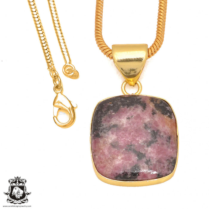 Rhodonite 24K Gold Plated Pendant  GPH363