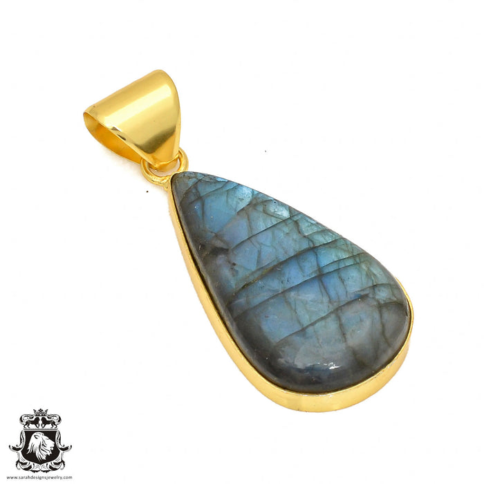 Blue Labradorite 24K Gold Plated Pendant  GPH416