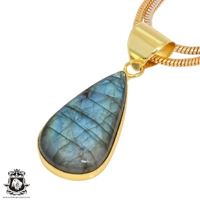 Blue Labradorite 24K Gold Plated Pendant  GPH416