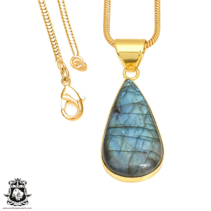 Blue Labradorite 24K Gold Plated Pendant  GPH416